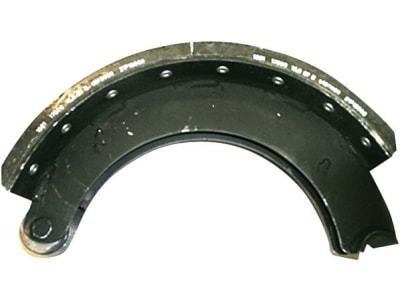 Bremsbacke, 406 x 120 mm, alte Ausführung mit Rolle und Auge, für Radbremse ADR A 910, Schnellläufer Bremsbacke, 406 x 120 mm, alte Ausführung mit Rolle und Auge, für Radbremse ADR A 910, Schnellläufer