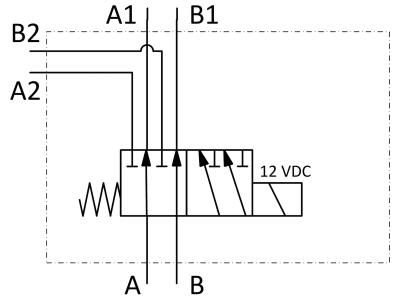 6/2-Wegeventil "TB", 12 V DC, G 3/8", 40 l/min 6/2-Wegeventil "TB", 12 V DC, G 3/8", 40 l/min