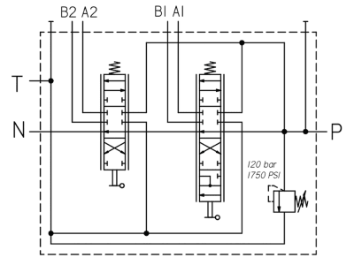 Einhebelsteuerventil dw/dw+S, 45 l/min, Einhebelsteuerung mit 2 Seilzügen 2.000 mm Einhebelsteuerventil dw/dw+S, 45 l/min, Einhebelsteuerung mit 2 Seilzügen 2.000 mm