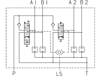 Einhebelsteuerventil dw/dw Load Sensing, 100 l/min, Einhebelsteuerung mit 2 Seilzügen 2.000mm Einhebelsteuerventil dw/dw Load Sensing, 100 l/min, Einhebelsteuerung mit 2 Seilzügen 2.000mm