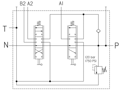 Einhebelsteuerventil dw/ew, 45 l/min, Einhebelsteuerung mit 2 Seilzügen 2.000mm