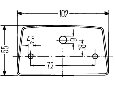 Hella® Kennzeichenleuchte hinten links/rechts, R10W, schwarz, eckig, 102 x 55 x 56,5 mm, Sockel BA15s, 2KA 003 389-061