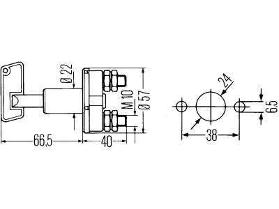 Hella® Batterietrennschalter 12 V, Drehbetätigung, 2 x Gewinde M 10 x 1,5, 6EK 002 843-001