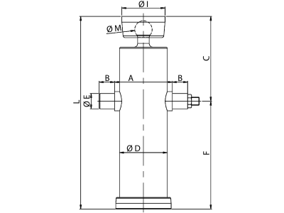 Schema Teleskophydraulikzylinder "TK203K" mit Kugelpfanne Schema Teleskophydraulikzylinder "TK203K" mit Kugelpfanne