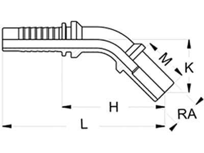 Rohrstutzen "BEL", 45 ° abgewinkelt, NW DN 12 - 1/2", RA 15