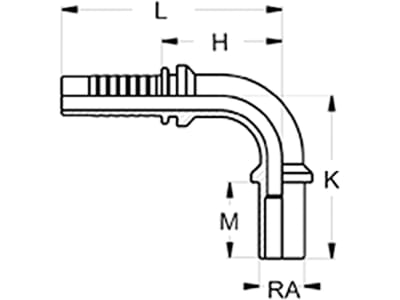 Rohrstutzen "BEL", 90 ° abgewinkelt, NW DN 8 - 5/16", RA 10