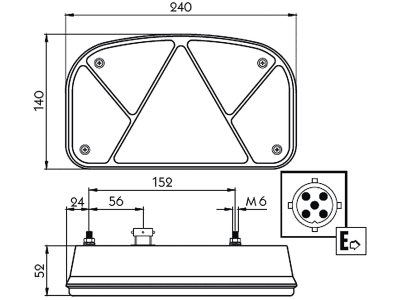 Aspöck® Schlussleuchte "Mulitpoint II", links, 240 x 140 x 52 mm, Schluss-, Brems,- Blink-, Nebelschlusslicht, E9 1071; E9 1072; E9 1087; E9 1094