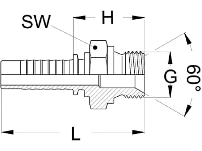 Außengewindenippel "AGR", NW DN 8 - 5/16", 3/8"-19, Aussenkung 60°, Dichtbund