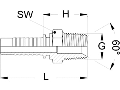Außengewindenippel "AGN", zöllig, NPT, kegelig, Aussenkung 60° Außengewindenippel "AGN", zöllig, NPT, kegelig, Aussenkung 60°