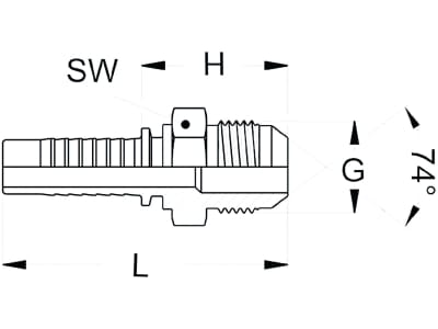 Außengewindenippel "AGJ (J.I.C.)", NW DN 25 - 1", 1 5/16"-12, Aussenkung 74°