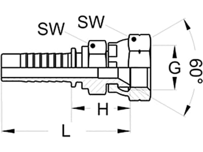 Dichtkegelnippel "DKJ" gerade, NW DN 12 - 1/2", 1/2", gerade, Aussenkung 60°, gecrimpte Überwurfmutter, zusätzlicher Sechskant, für Toyota