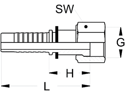 Dichtnippel "ORFS", DN 6 - 1/4", 9/16"-18, flachdichtend, mit Überwurfmutter