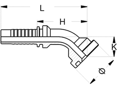 SAE-Flanschnippel "SFL 3000 PSI" leicht, 45 °, Stahl, NW DN 25 - 1", Ø 44,5 mm