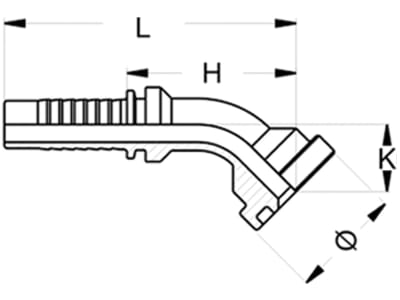 SAE-Flanschnippel "SFS 3000 PSI" schwer, 45 °, Stahl, NW DN 20 - 3/4", Ø 41,3 mm