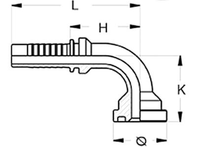 SAE-Flanschnippel "SFS 3000 PSI" schwer, 90 °, Stahl, NW DN 20 - 3/4", Ø 41,3 mm