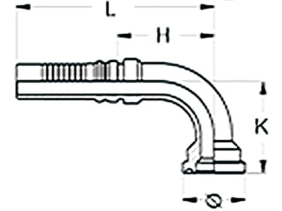 SAE-Flanschnippel "SFS-S 6000 PSI" schwer, 90 °, Stahl, mit Ausreißsicherung Interlock, NW DN 20 - 3/4", Ø 47,6 mm