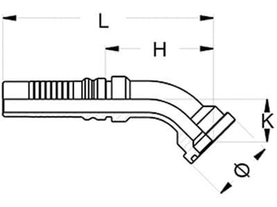 SAE-Flanschnippel "SFS-S 6000 PSI" schwer, 45 °, Stahl, mit Ausreißsicherung INTERLOCK, NW DN 20 - 3/4", Ø 41,3 mm