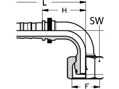 Dichtkegelnippel "DKOS-CS" 90 °, schwer, NW DN 25 - 1", M 42 x 2, RA 30, Aussenkung 24°, O-Ring und Überwurfmutter, Non-Skive