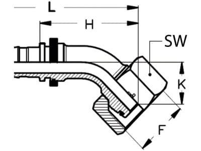 Dichtkegelnippel "DKOS-CS" 45 °, schwer, NW DN 25 - 1", M 36 x 2, RA 25, Aussenkung 24°, O-Ring und Überwurfmutter, Non-Skive