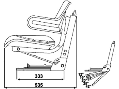 Traktorsitz "VS 200", mechanisch gefedert, PVC-Kunstleder, schwarz