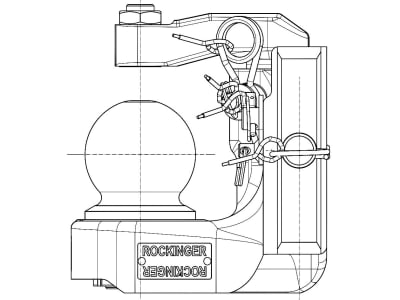 Rockinger Kugeleinsatz "RO825A" Fahrstuhllager und Kugel K80® mit Adapterplatte, 390/25/32 mm, schwarz, für Traktor mit Anhängebock, RO825A9040C