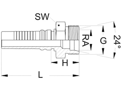 Außengewindenippel "CES-S", schwer, metrisch, Aussenkung 24°, Ausreißssicherung INTERLOCK