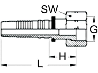 Dichtkegelnippel "ORFS-S", NW DN 20 - 3/4", 1 3/16"-12, gerade, gerade, flachdichtend, Ausreißsicherung INTERLOCK