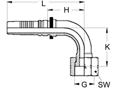 Dichtkegelnippel "ORFS-S" 90 °, NW DN 25 - 1", 1 7/16"-12, flachdichtend, Ausreißsicherung INTERLOCK