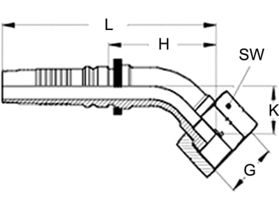 Dichtkegelnippel "ORFS-S" 45 °, NW DN 25 - 1", 1 7/16"-12, flachdichtend, Ausreißsicherung INTERLOCK