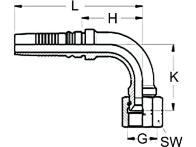 Dichtkegelnippel "DKJ-S (J.I.C.)" 90 °, NW DN 25 - 1", 1 5/16"-12, Aussenkung 74°, Ausreißsicherung INTERLOCK