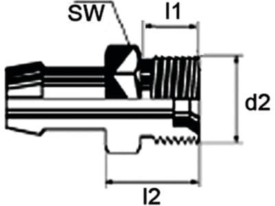 Außengewindenippel "A", M 12 x 1,5, NW 6, flachdichtend, Einschraubzapfen Form A