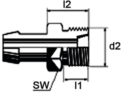 Außengewindenippel "A", NW 2, M 14 x 1,5, Aussenkung 60°