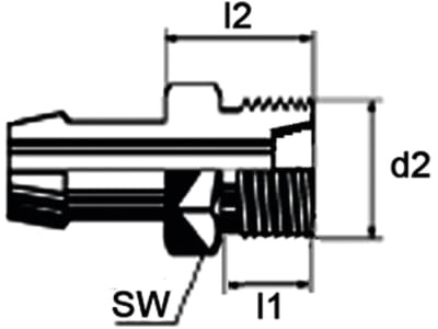 Außengewindenippel "A", NW 6 mm, R 1/4", Aussenkung 60° Außengewindenippel "A", NW 6 mm, R 1/4", Aussenkung 60°