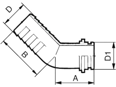 Agrotop Schlauchanschluss gebogen, für Überwurfmutter/O-Ring 45 °