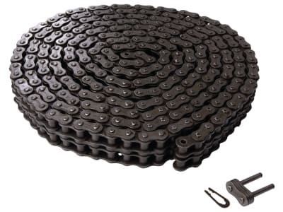 Rollenkette DIN 8188 zweifach, Kettenteilung 1" (25,4 mm), Innere Breite Innenglied 15,88 mm Rollenkette DIN 8188 zweifach, Kettenteilung 1" (25,4 mm), Innere Breite Innenglied 15,88 mm