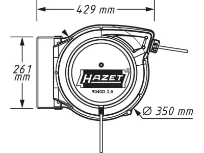 Hazet® Kabelaufroller 20 m, 230 V AC, selbstaufrollend, Wandmontage, 9040D-2.5