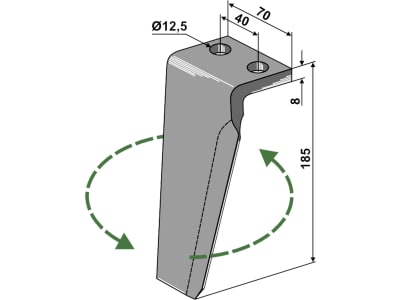 Industriehof® Kreiseleggenzinken links/rechts 70 x 185 x 8 mm, Bohrung 12,5 mm für Agromec, Muratori Industriehof® Kreiseleggenzinken links/rechts 70 x 185 x 8 mm, Bohrung 12,5 mm für Agromec, Muratori