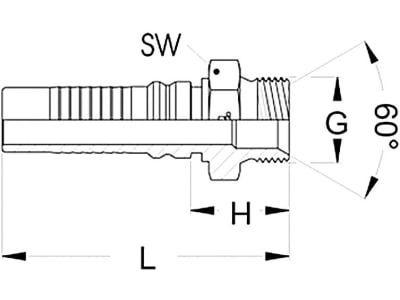 Außengewindenippel "AGR-S", NW DN 25 - 1", G 1"-11 BSPP, Aussenkung 60°, Ausreißssicherung INTERLOCK