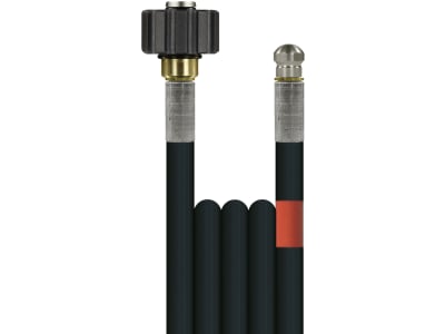 Rohrreinigungsschlauch "Flexy", NW DN 6, 300 bar, 15 m, Handverschraubung M 22 IG; 1/8" AG + O-Ring mit Düse Rohrreinigungsschlauch "Flexy", NW DN 6, 300 bar, 15 m, Handverschraubung M 22 IG; 1/8" AG + O-Ring mit Düse