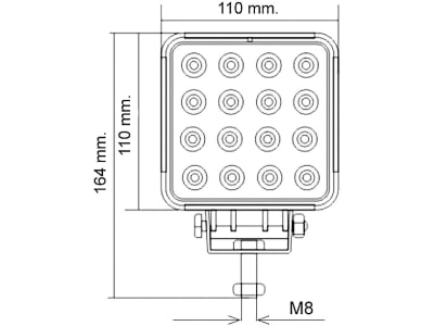 LED-Arbeitsscheinwerfer rechteckig 3.200 lm, 10 – 30 V, 16 LEDs, Funkentstörung Klasse 3