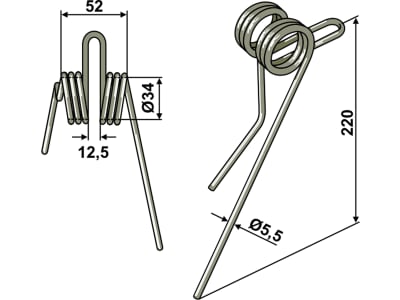 Industriehof® Striegelzinken 220 x 5,5 mm für Pöttinger, Rabe, 10.ST-RA-11