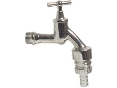 Auslaufventil Tülle 12 mm, 1/2" AG, Messing verchromt, mit Flügelgriff, Rückspülschutz