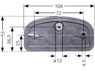 Kennzeichenleuchte "K 158" links/rechts, schwarz, oval, 104 x 53 x 44 mm, E1 22813