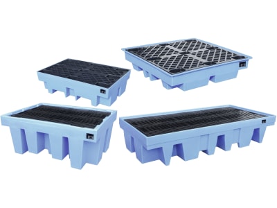 BAUER® SÜDLOHN Auffangwanne "WP-PE" mit Lochrost, für 200 l-Fässer und IBC-Container, PE (Polyethylen), blau