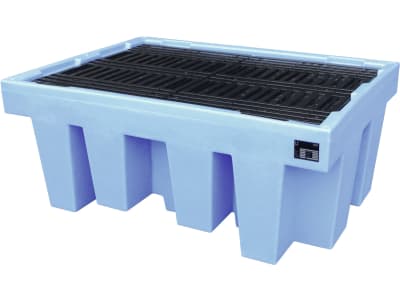 BAUER® SÜDLOHN Auffangwanne "WP-PE 1/11" Auffangvolumen max. 1.000 l, mit Lochrost, für 1 x 1.000 l-IBC, PE (Polyethylen), blau
