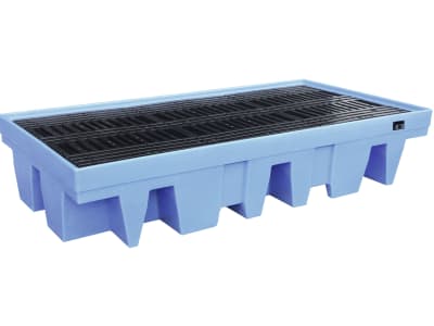 BAUER® SÜDLOHN Auffangwanne "WP-PE 2/11" Auffangvolumen max. 1.000 l, mit Lochrost, für 2 x 1.000 l-IBC, PE (Polyethylen), blau