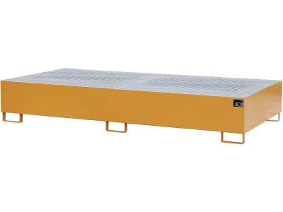 BAUER® SÜDLOHN Auffangwanne "AW 1000-2", für 2 x 1.000 l-IBC, lackiert, gelborange (RAL 2000), mit Gitterrost