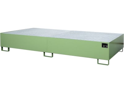 BAUER® SÜDLOHN Auffangwanne "AW 1000-2", für 2 x 1.000 l-IBC, lackiert, resedagrün (RAL 6011), mit Gitterrost