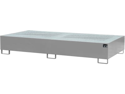 BAUER® SÜDLOHN Auffangwanne "AW 1000-2", für 2 x 1.000 l-IBC, lackiert, mausgrau (RAL 7005), mit Gitterrost