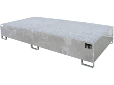BAUER® SÜDLOHN Auffangwanne "AW 1000-2", für 2 x 1.000 l-IBC, feuerverzinkt, mit Gitterrost